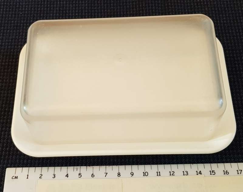 Plastic butter dish.  Durable thick plastic