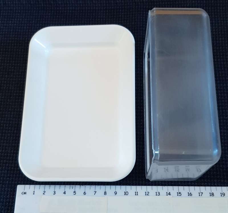 Plastic butter dish.  Durable thick plastic