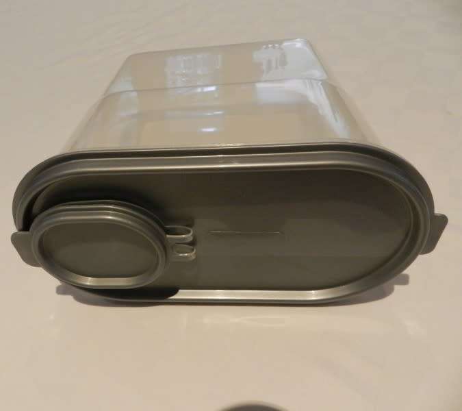 Addis Plastic dispenser/storage container with easy lift Grey lid.