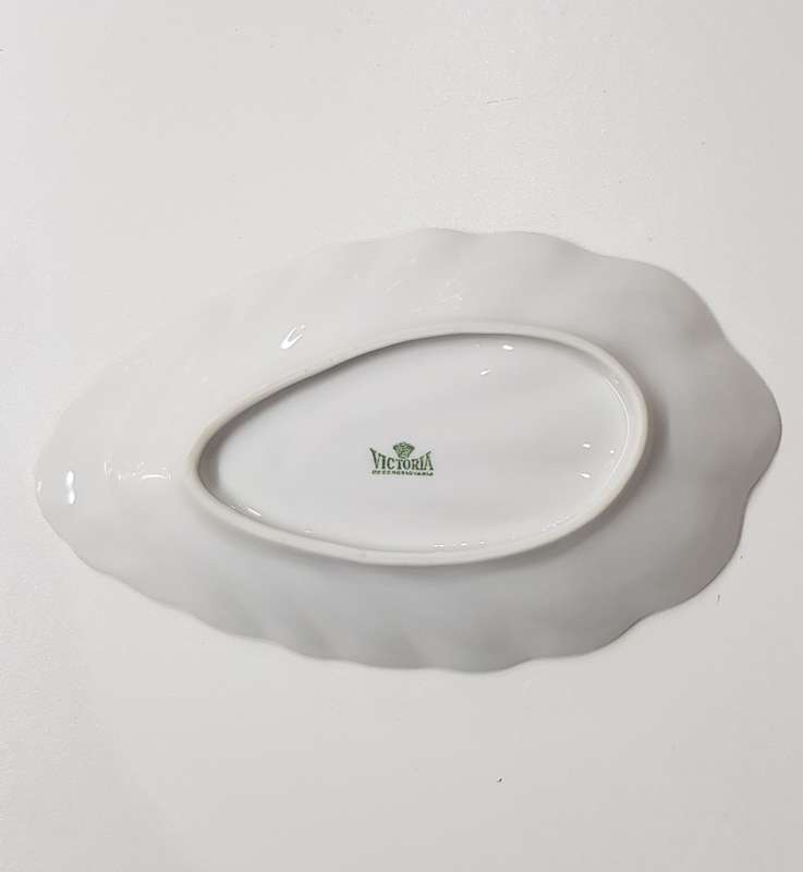 Vintage Victoria White Bon Bon or soap Dish Made in Czechoslovakia.