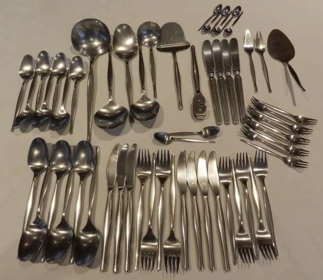 Dutch Vintage / Gero Zilduro Stainless Steel Cutlery Set. Circa 1970s.  60pce Slim design.