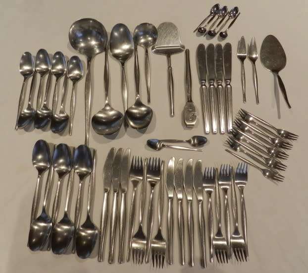 Dutch Vintage / Gero Zilduro Stainless Steel Cutlery Set. Circa 1970s.  60pce Slim design.