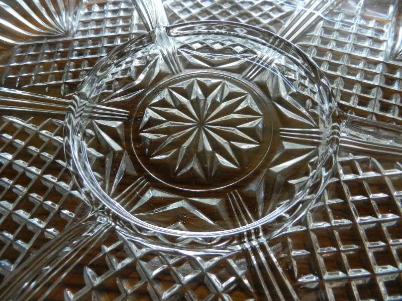 Vintage Set of 2x Glass snack servers. Fine Italian glassware with decorative cut/ depressed glass