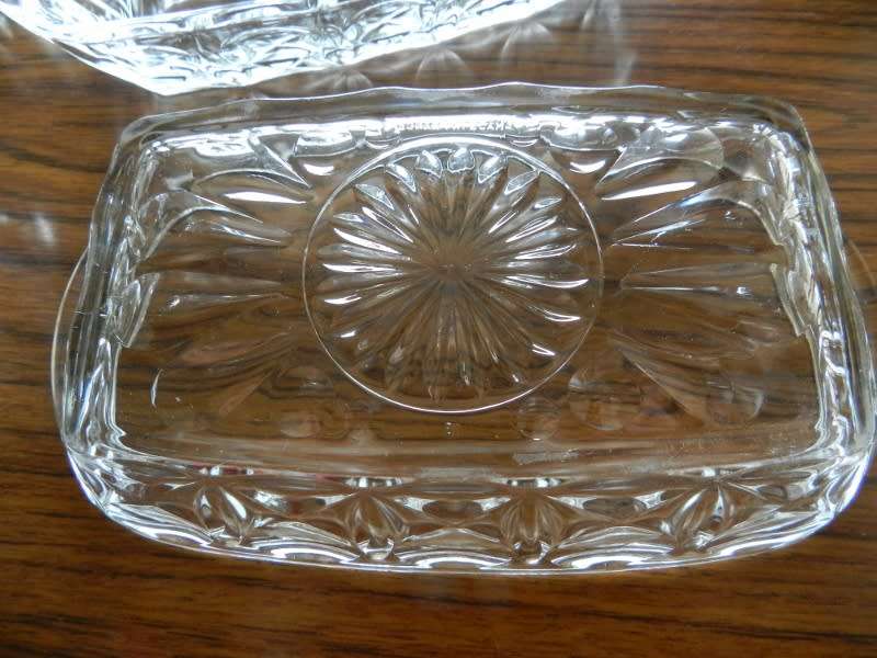 Set of 4x Vintage Parfait/Sorbet dishes. Rectangular in Depression/cut glass design.