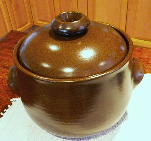 Vintage Soup Tureen Brown glazed pottery with lid.