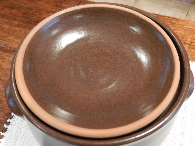Vintage Soup Tureen Brown glazed pottery with lid.
