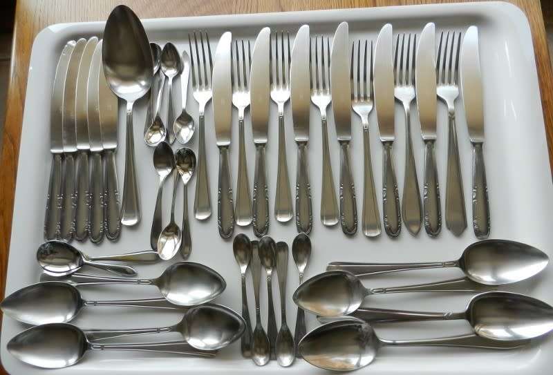 Dutch Vintage  Gero Zilmeta Stainless Steel Cutlery Set. Circa 1960s.  40pce