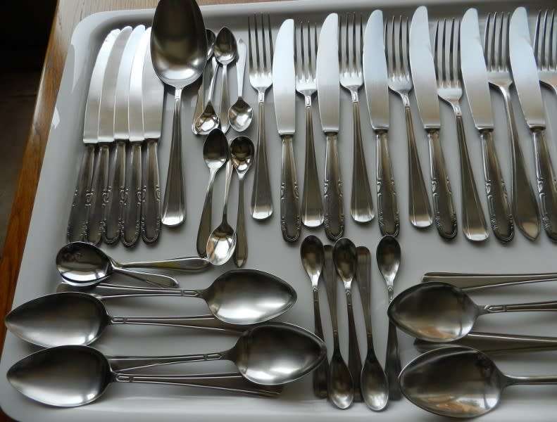 Dutch Vintage  Gero Zilmeta Stainless Steel Cutlery Set. Circa 1960s.  40pce