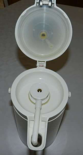 Vintage Air/Pump Pot with vacuum insulated glass interior.  (Thermal) Hot Coffee/cold water dispense
