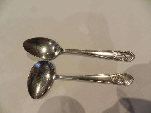 Dutch Vintage / Gero Zilmeta Stainless Steel Baby Cutlery Spoon Set.