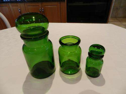 Belgian Vintage Green Apothecary Jars