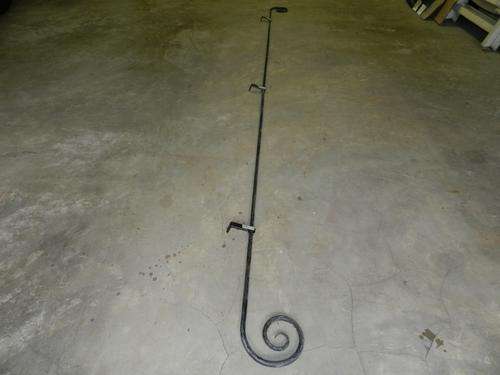 Cast Iron Black Curtain Rod with three wall brackets.  Length 2600cm