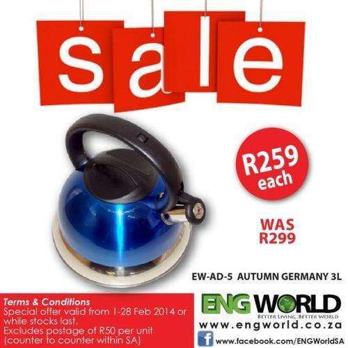 BLUE WHISTLING WATER KETTLE (3L)