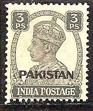 Pakistan 1947 3p King George VI Stamp of India Optd Pakistan