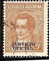 1938 5c Moreno Optd Servicio Oficial