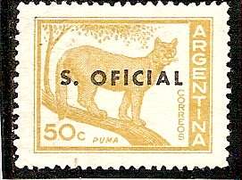 1955 50c Puma Optd S. Oficial