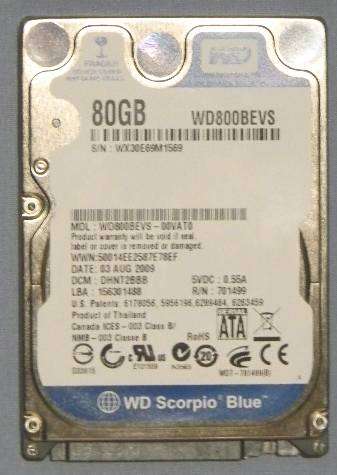80 Gig 2.5 Laptop internal SATA HDD