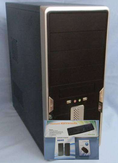 New Desktop Tower Case + PSU with keyboard mouse and speakers