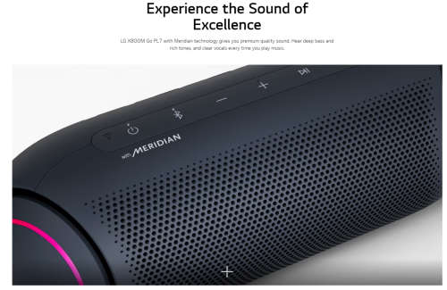 LG XBOOM GO PL7 Bluetooth speaker - Black with Meridian Audio