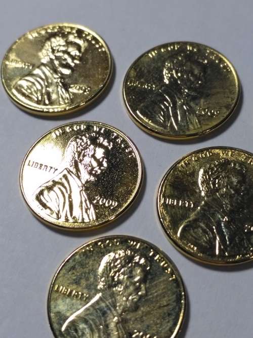 ABRAHAM LINCOLN 2009 24KT GOLD PLATED 1 CENT BICENTENNIAL PENNIES