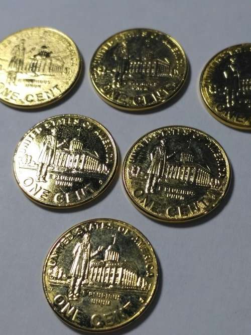 ABRAHAM LINCOLN 2009 24KT GOLD PLATED 1 CENT BICENTENNIAL PENNIES