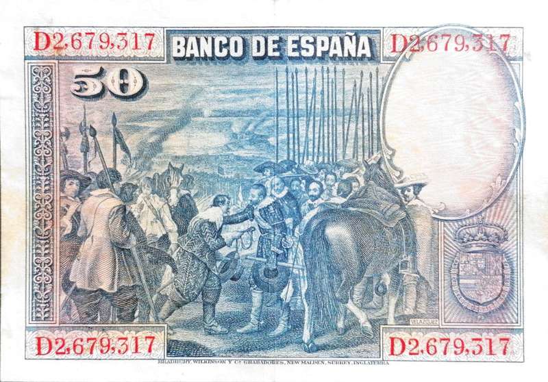 1928 Spain Espana 50 Pesetas VF+ to XF