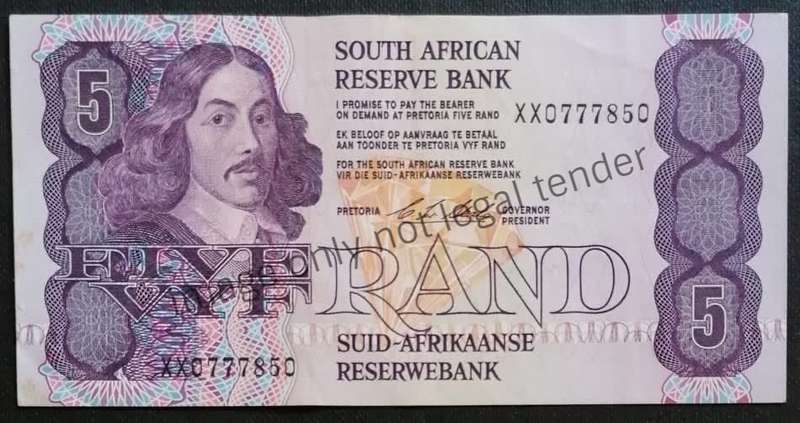 R5 CL STALS South Africa Banknote XX Prefix Replacement Banknote