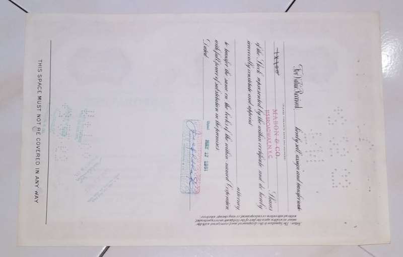 Stock / Bond SHARE CERTIFICATE - BALDWIN SECURITIES CORPORATION - 1961