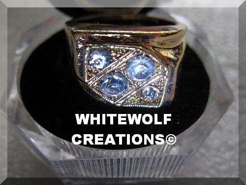GOLDEN ELECTRO PLATED RING 10 MM - 17 MM WITH 4 DIAMANTE SIZE 18