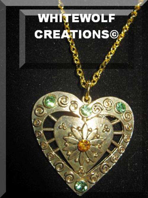 52 CM GOLD ELECTRO PLATED NECKLACE WITH OLD GOLDEN HEART CENTRE PIECE