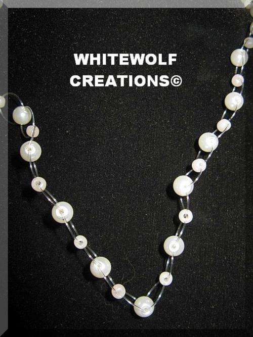 50 CM WHITE FLOATING GLASS PEARL NECKLACE