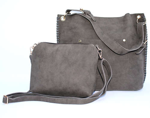 2 in 1 Faux Suede Tote Bag and Vanity 