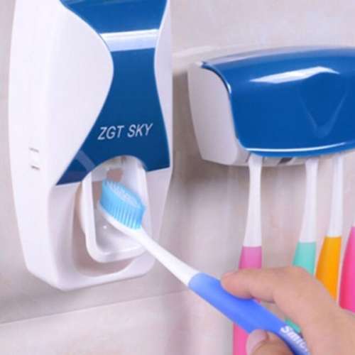 oothpaste Dispenser Squeezer Toothbrush Holder Set