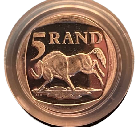 2000 R5 Proof Coin - Mandela Smiley Face. In CD case as issued by South African Mint