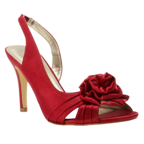 Sandal Heel Rose Trim Red - UK5 / EU38