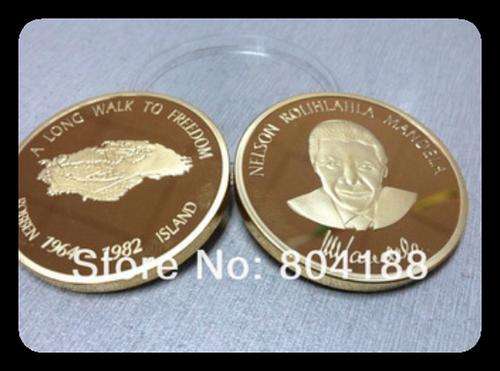 " 2 ON AUCTION " Nelson Rolihlahla Mandela gold clad coin