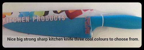 "2 ON AUCTION" Nice Funky sharp kitchen knife.Three colours to choose from.