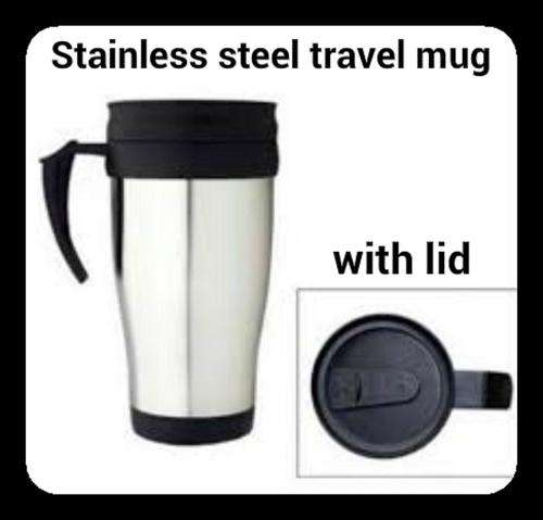 2 ON AUCTION " lovely stainless steel traveling mugs"