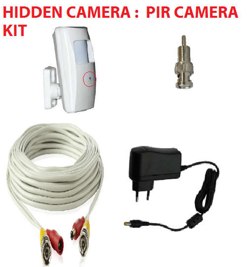 DIY HIDDEN PIR CAMERA KIT WITH 50m CABLE - PLUGS DIRECTLY INTO A TV !