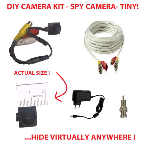 DIY HIDDEN PIN HOLE CAMERA  KIT WITH 10m CABLE - PLUGS DIRECTLY INTO A TV !