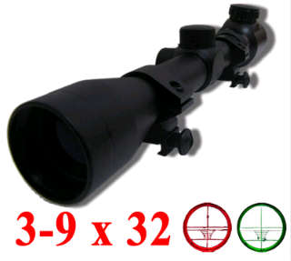 NEW Tactical 3-9 X 32 Rifle Scope with RED & GREEN Mil-Dot SCOPE