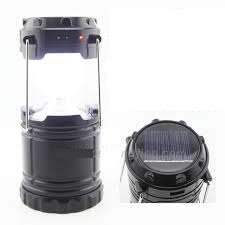 RECHARGEABLE 6 LED CAMPING LANTERN WITH SOLAR PANEL & WALL CHARGER