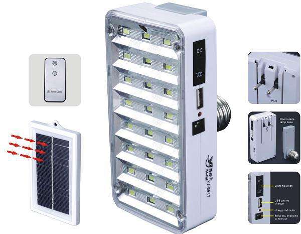 *** RECHARGEABLE EMERGENCY LIGHT WITH SOLAR PANEL | REMOTE CONTROL | WALL OR SOLAR CHARGE !!  ***
