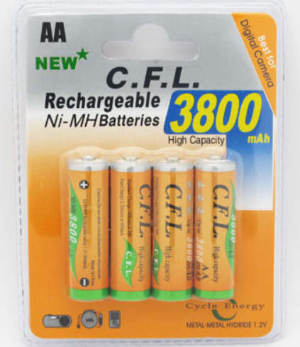 3800mAh RECHARGEABLE AA BATTERY | Ni-MH | PACK OF 4