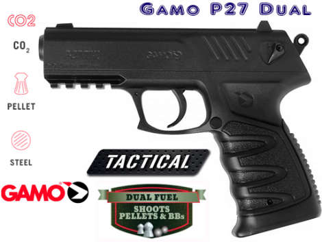 GAMO CO2 P-27 DUAL AIR PISTOL | 4.5mm PELLET OR BB ! | SEMI AUTO