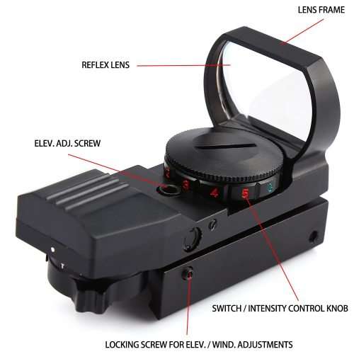 Beileshi 20mm (Picatinny) Rail Green/Red Dot Sight Hunting Tactical Holographic 1x22x33 Reflex Scope