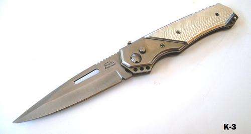 K 3 STAINLESS STEEL FLICK OPEN KNIFE WITH POUCH