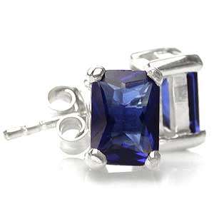 MIDNIGHT BLUE SAPPHIRE CZ EARRINGS CRAFTED IN STERLING SILVER