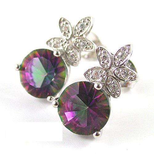 "R780.00" 3.5ct GENUINE MYSTIC TOPAZ EARRINGS CRAFTED IN .925 STERLING SILVER