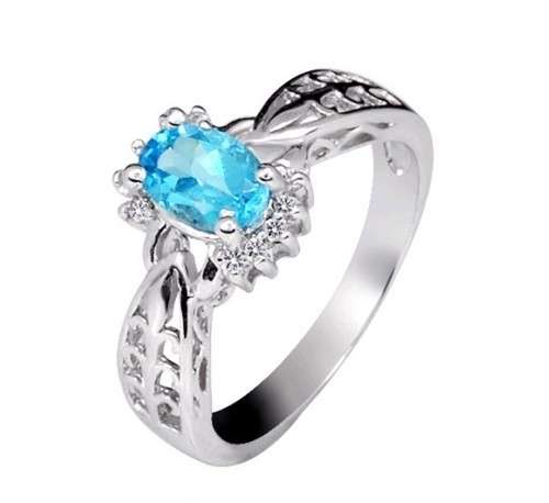 1.2CT GENUINE BLUE & WHITE TOPAZ RING CRAFTED IN .925 STERLING SILVER